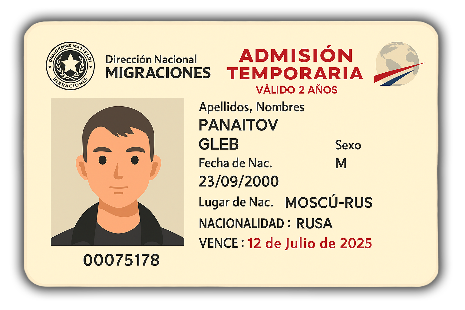 documents officiels : Carte de Résident Temporaire